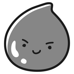 光るしずくのイラスト（美容、医薬品、クリームなど）キャラクター(白黒)