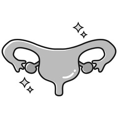 健康な子宮のイラスト(白黒)