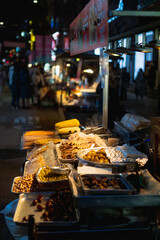 Myeongdong Night Market with Street Food Stalls during winter nights at Jung-gu , Seoul South Korea : 3 February 2023