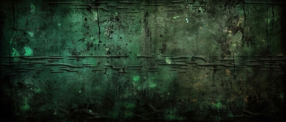 retro vintage green grunge texture dark black background. Generative AI