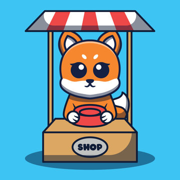 recommend clip art: Cute shopkeeper fox character cartoon vector illustration