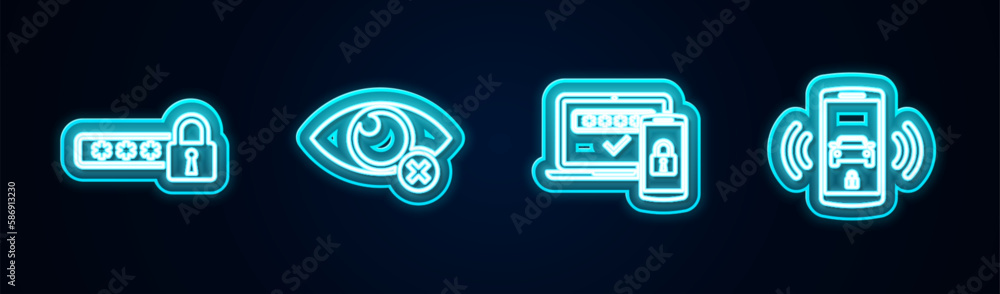 Poster set line password protection, invisible hide, two steps authentication and smart car alarm system. g