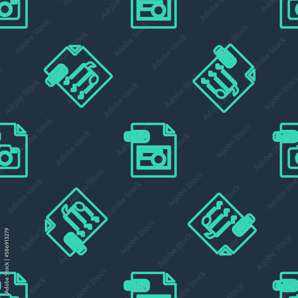 Fototapete set line bmp file document, m3u and raw on seamless pattern. vector