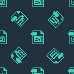 Set line BMP file document, M3U and RAW on seamless pattern. Vector