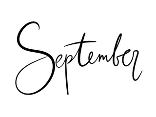 simple design element lettering cursive autumn months september black letters on white background for ballet journal calendar