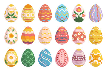 Set of Colorful Easter Eggs With Intricate Designs And Patterns. Joyous And Festive Icons in Spirit Of Easter