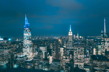 New York city skyline at night. One of the most recognisable skylines out there in the world.