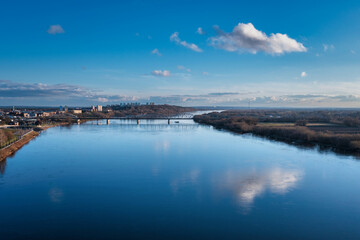 Fototapeta na wymiar Landscape of the Vistula river in Grudziadz, Poland.