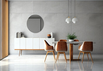 Modern white room design. AI generated illustration