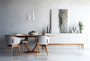 Modern white room design. AI generated illustration