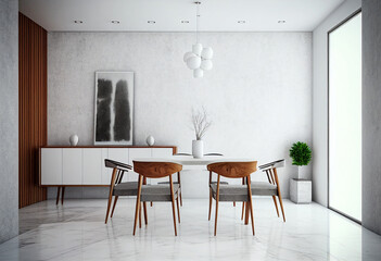 Modern white room design. AI generated illustration