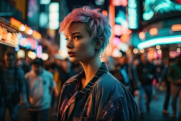 Obraz premium Dynamic City Life: Exploring the Vibrant Streets made with Generative AI