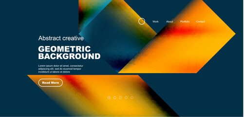 Triangles with fluid gradients, abstract landing page background. Minimal shapes composition for wallpaper, banner, background, leaflet, catalog, cover, flyer