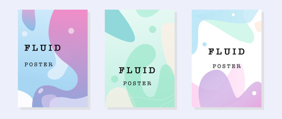 Vector illustration. Cute gradient posters in minimalist style and liquid color. Perfect for social media wallpaper design.
