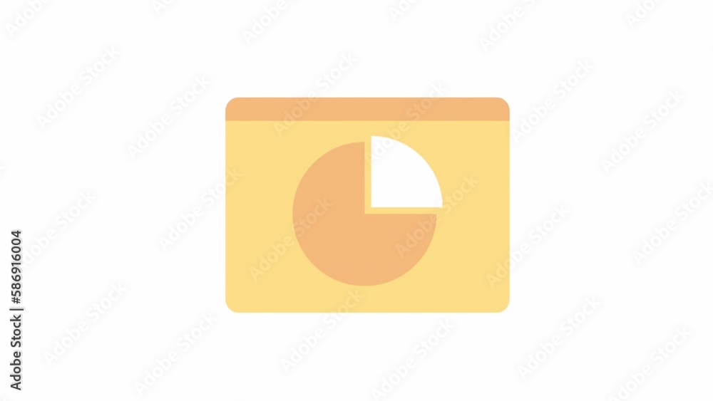 Poster animated web page with diagram. analytics screen. flat cartoon style icon 4k video footage for web d