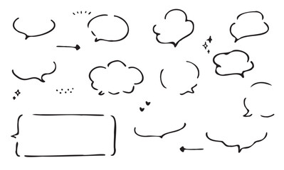 シンプルでかわいい手描きのふきだしセット