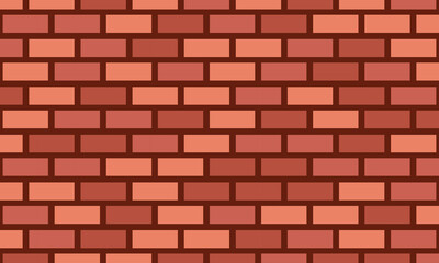 Flat cartoon red brick wall background. texture pattern for continuous replicate.