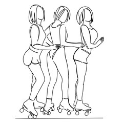 girls rollerblading 80s style