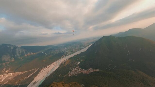 Paragliding at the sunset