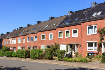 Wohngebäude, Reihenhäuser aus Backstein, Bremen, Deutschland
