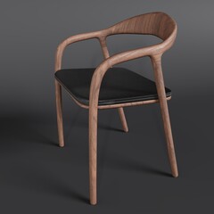 wooden chair made of leather