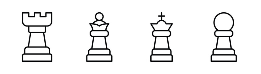Chess Vector Line Icons. Pixel Perfect