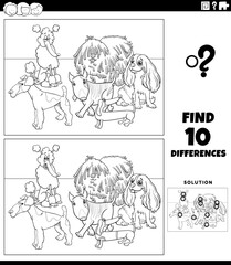 differences game with purebred dogs coloring page