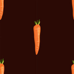 Vector seamless carrot pattern on dark background in color in cartoon style