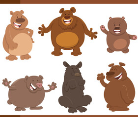 funny cartoon bears wild animal characters set