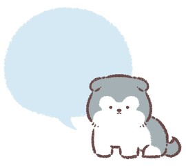 アラスカンマラミュートの子犬と吹き出し