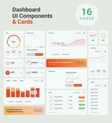Dashboard UI KIT components and cards in vector format