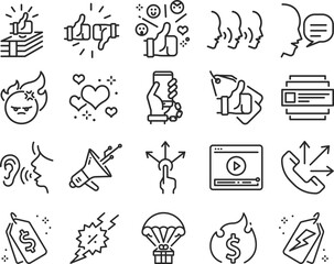 Marketing icon set, 20 business marketing icon set black vector