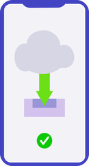 icon download data on cloud computer with mobile phone