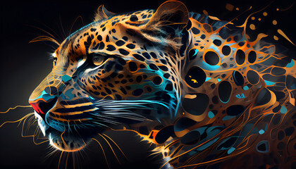 Fototapeta na wymiar Artistic Jaguar - Generative AI 