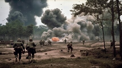 Fototapeta na wymiar bombardeo en vietnam
