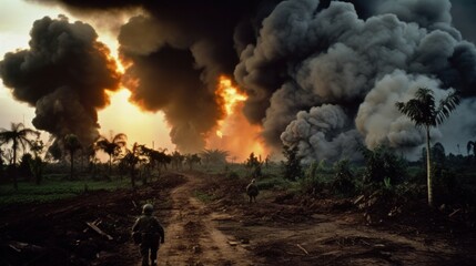 bombas al atardecer en vietnam