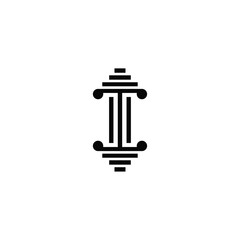 Dumbbell and column combination. Logo design.