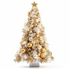 golden christmas tree isolated