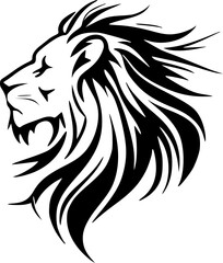 Lion - Black and White Isolated Icon - Vector illustration