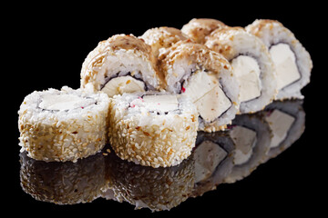 sushi roll with sesame crab stick tofu and Philadelphia cheese