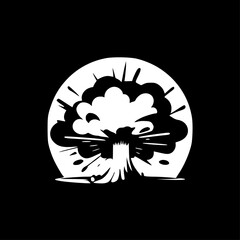 Nuclear Explosion | Black and White Vector illustration