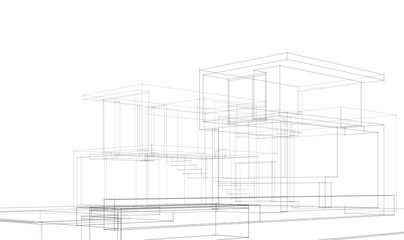 architectural sketch of modern house 