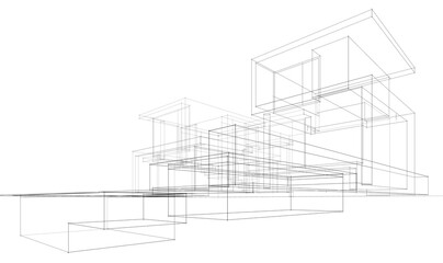 architectural sketch of  modern house