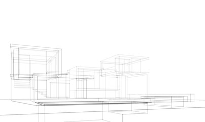 architectural sketch of modern house 