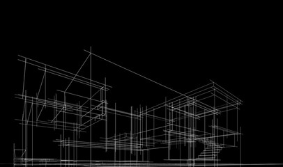 architectural sketch of modern house 