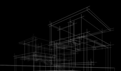 architectural sketch of modern house 