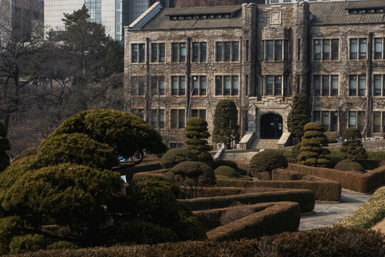Yonsei University Underwood Hall and  Yeonhi Hall in Seoul during winter morning at Seodaemun-gu , Seoul South Korea : 5 February 2023
