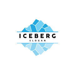 Obraz na płótnie Canvas Iceberg Logo, Antarctic Mountains Vector In Ice Blue Color, Nature Design, Product Brand Illustration Template Icon