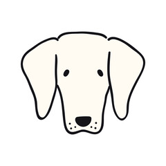 Dachshund dog, puppy face cute funny cartoon character illustration. Hand drawn vector, isolated. Line art. Domestic animal logo. Design concept pet food, branding, business, vet, print, poster