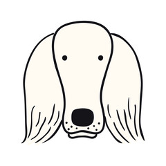 Irish setter dog, puppy face cute funny cartoon character illustration. Hand drawn vector, isolated. Line art. Domestic animal logo. Design concept pet food, branding, business, vet, print, poster
